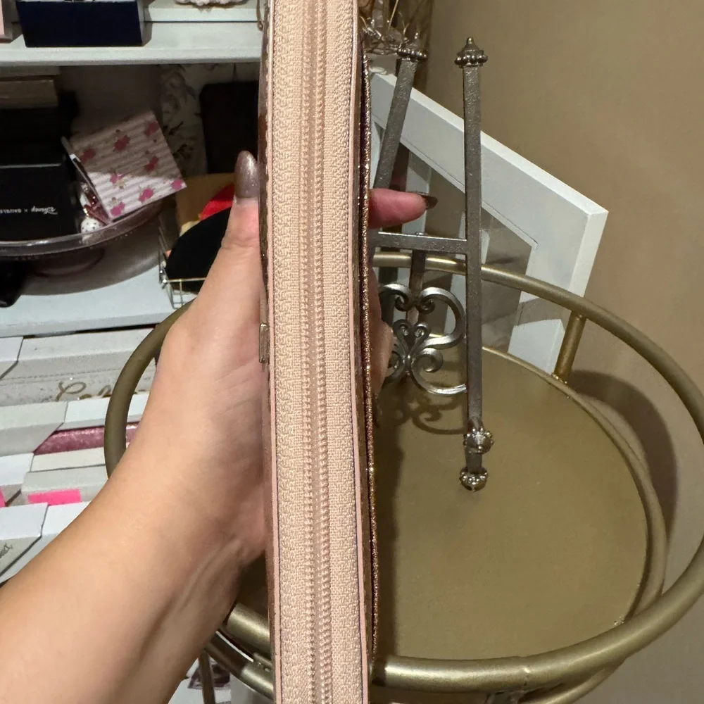 Kate Spade Mavis Street Neda Zip Around Glitter Wallet Rose Gold - Picture 8 of 11